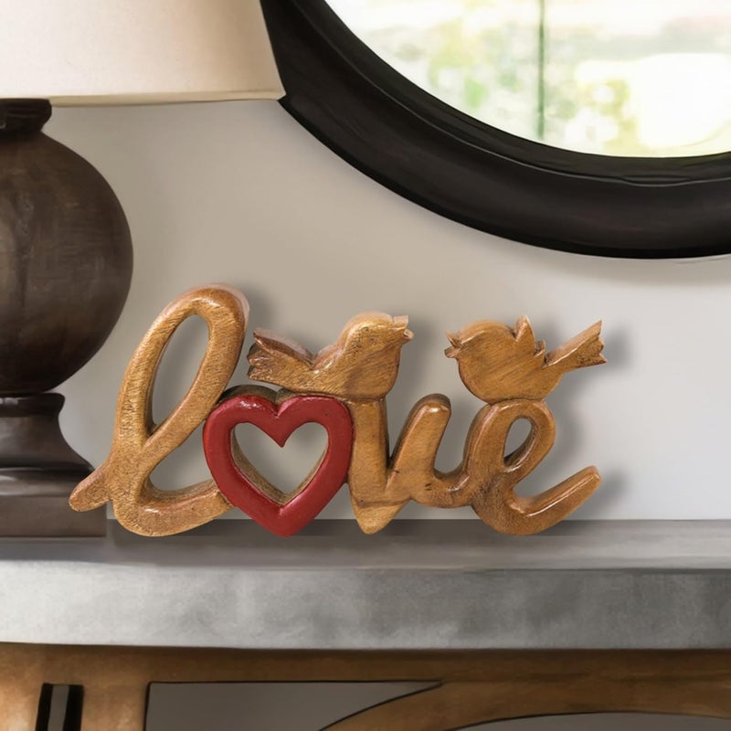 Decozen Wood Heart Sculpture, Gift for Her, Valentines Day Gifts for Her, Mom Dad Wife Valentines Gift Table Decor for Living Room Fireplace, Bookshelf Shelf Decor Farmhouse Boho Tabletop Mantle Decor - Image 5